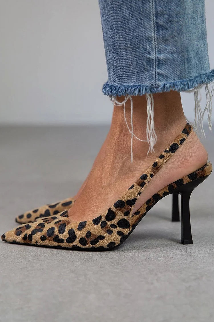 Valloro™ | Maria – Escarpins slingback à imprimé léopard
