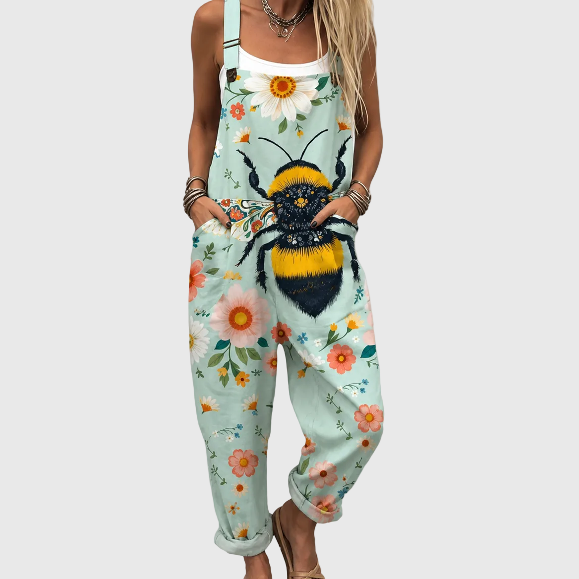 Salopette aux Fleurs et Abeille