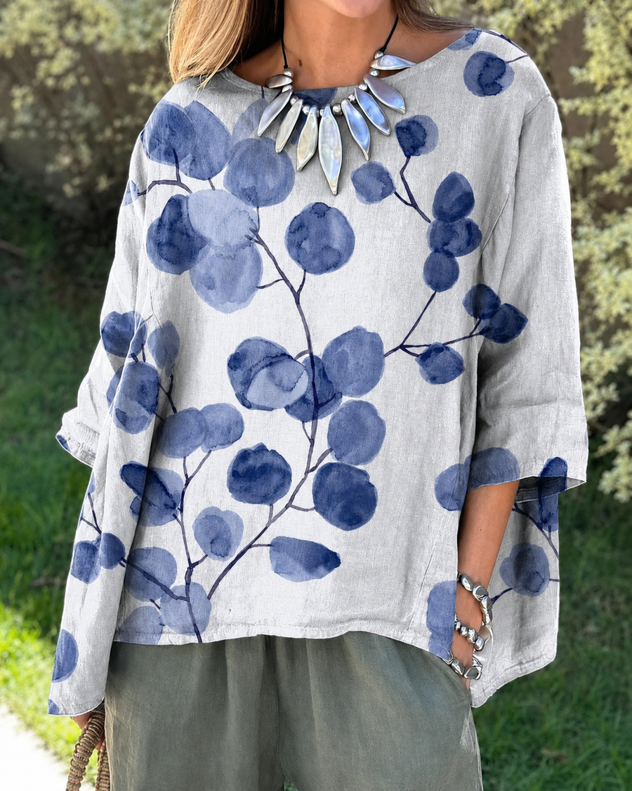 Chemisier Fleuri Gris Bleute Lunaire