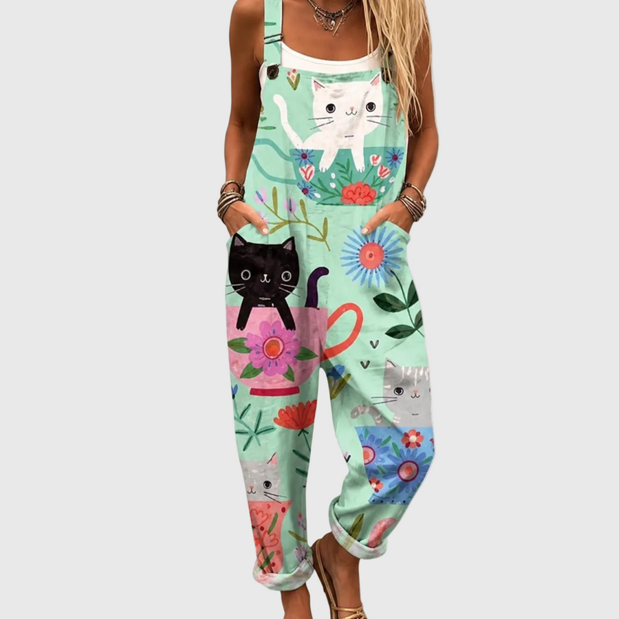 Combinaison Douce aux Chats et Fleurs