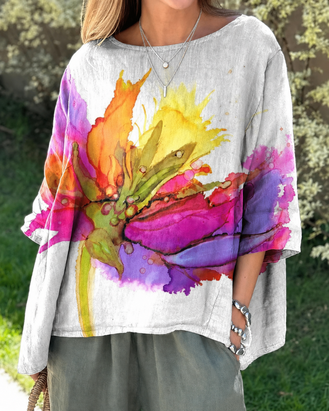 Chemisier Fleuri Multicolore Vif