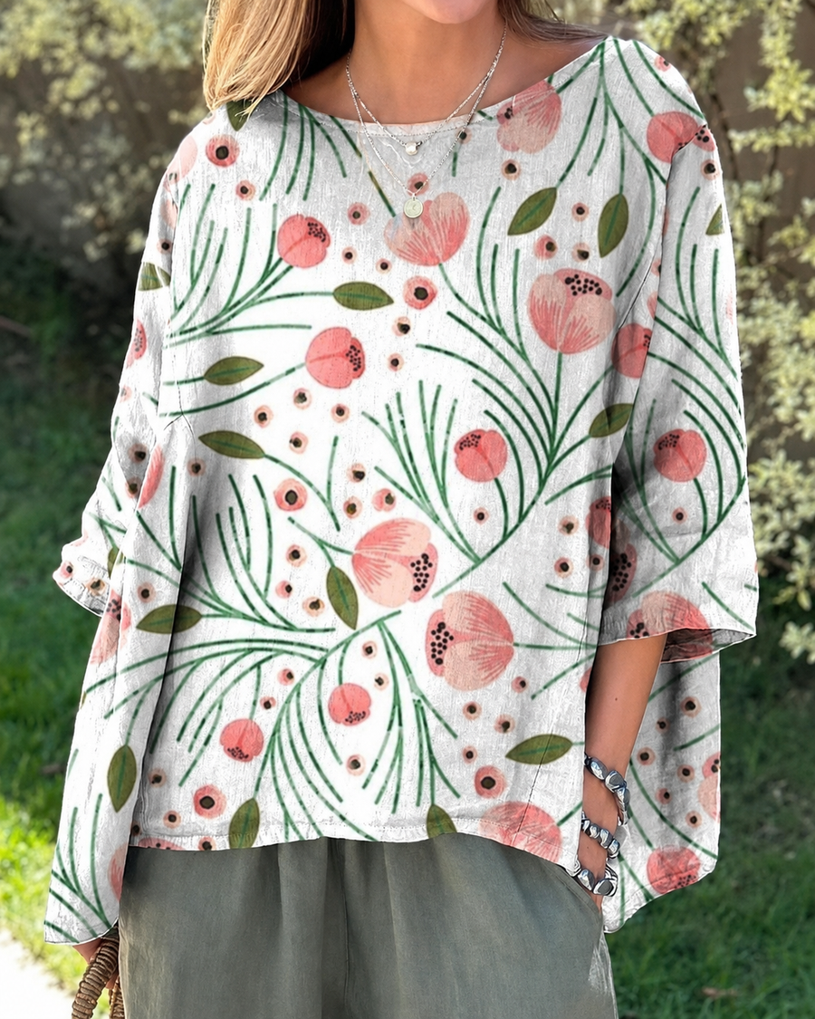 Chemisier Fleuri Rose Sapin
