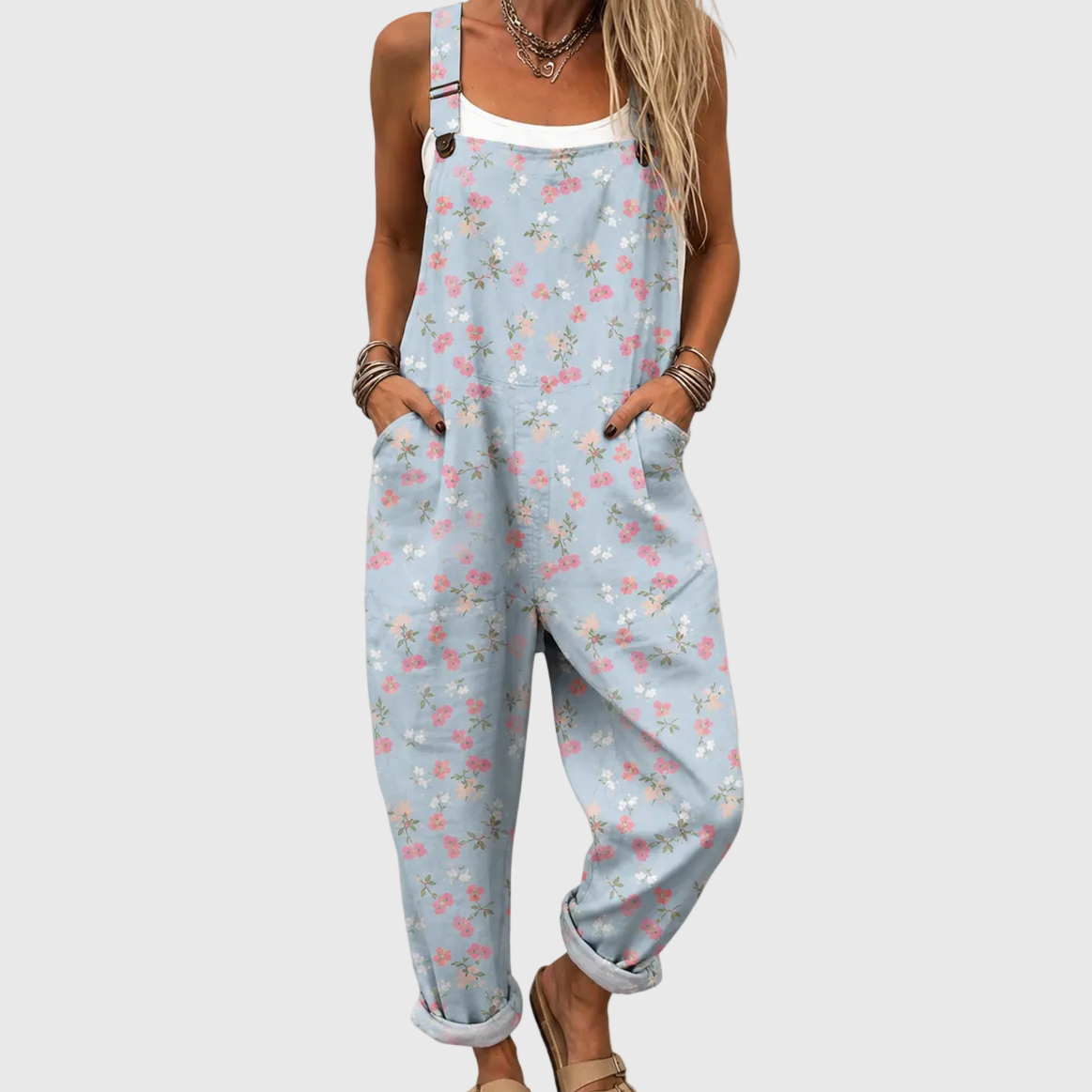 Combinaison Bleue Douce Imprimé Floral