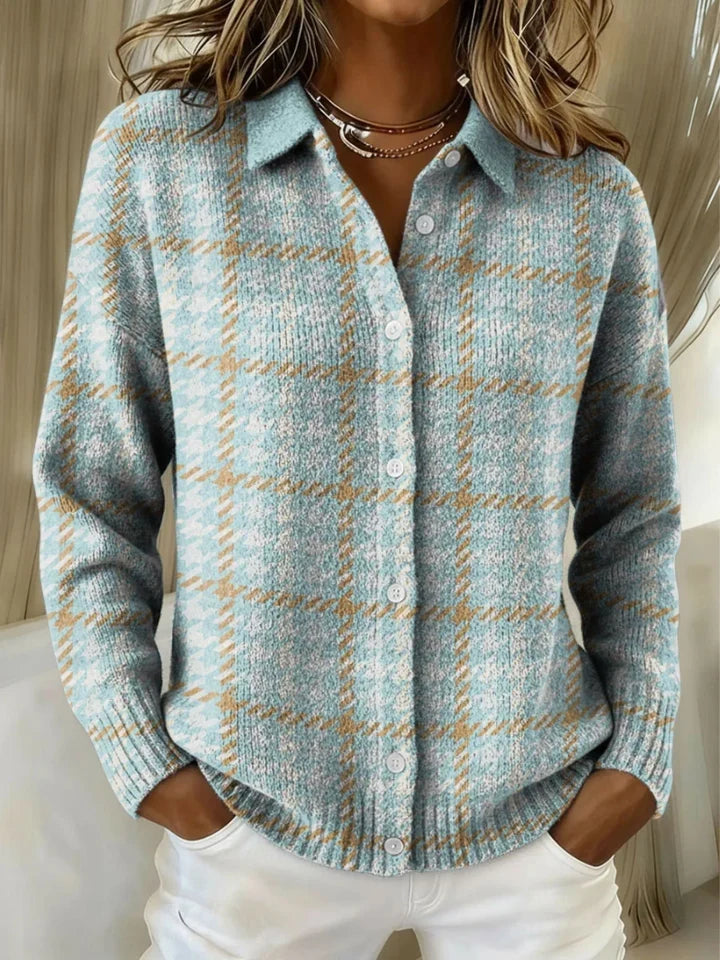 ANNA | CARDIGAN TRICOTÉ À CARREAUX